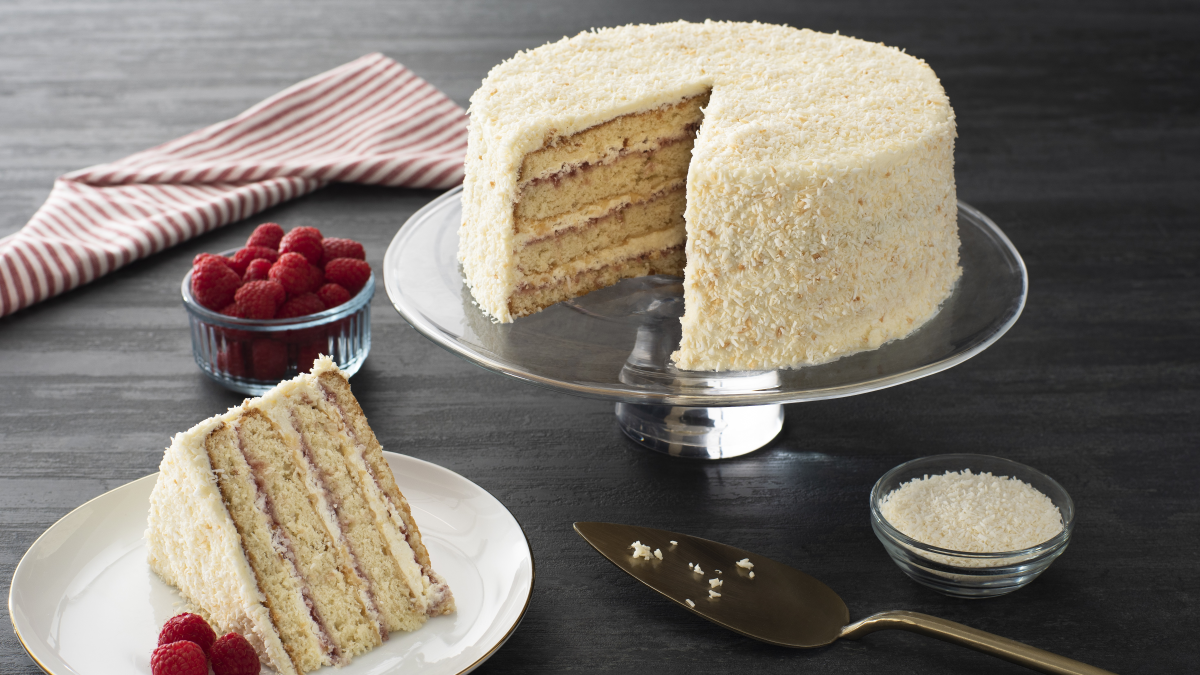 Coconut Raspberry Layer Cake